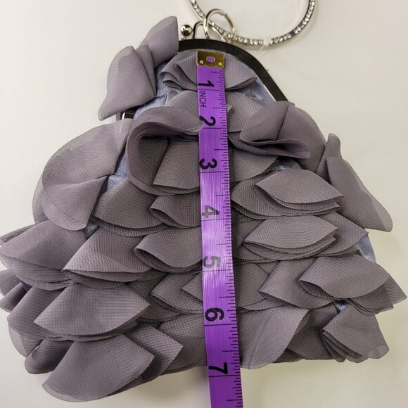 Ruffles and Frills Grey Wristlet Clutch Purse Party Evening Cocktail Bag - NWOT - Picture 7 of 8